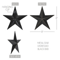 Metal Star Distressed Black 8x8