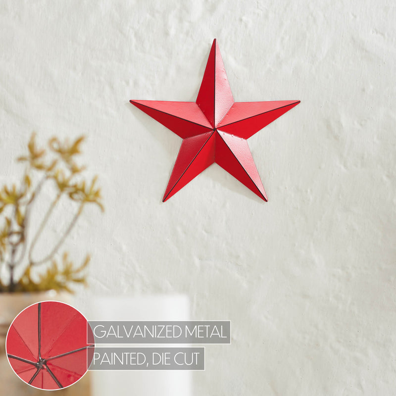 Metal Star Distressed Barn Red 8x8