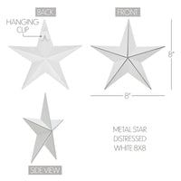 Metal Star Distressed White 8x8