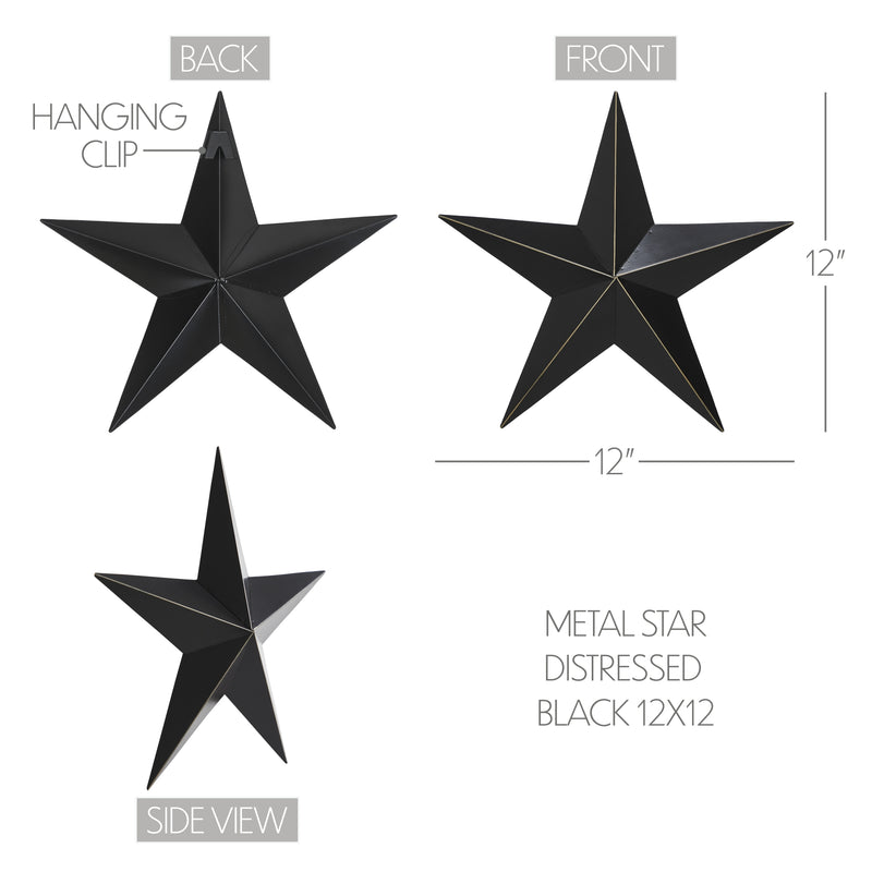 Metal Star Distressed Black 12x12