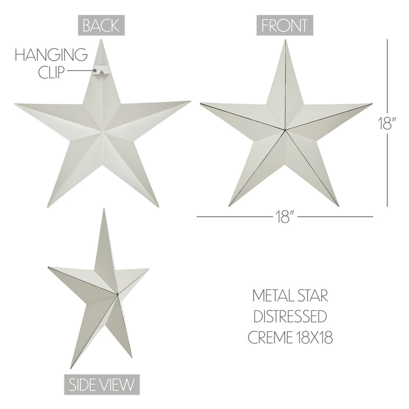 Metal Star Distressed Creme 18x18