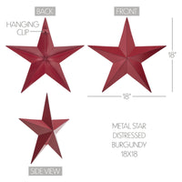 Metal Star Distressed Burgundy 18x18