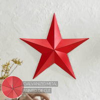 Metal Star Distressed Barn Red 18x18