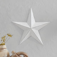 Metal Star Speckled Distressed White 18x18