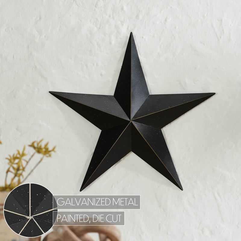 Metal Star Speckled Distressed Black 18x18