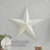 Metal Star Distressed Creme 24x24