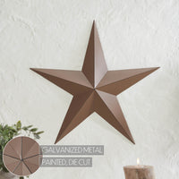 Metal Star Distressed Rust Brown 24x24