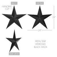 Metal Star Distressed Black 24x24