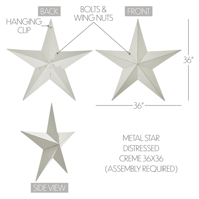 Metal Star Distressed Creme 36x36