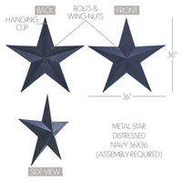 Metal Star Distressed Navy 36x36