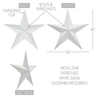 Metal Star Distressed White 36x36