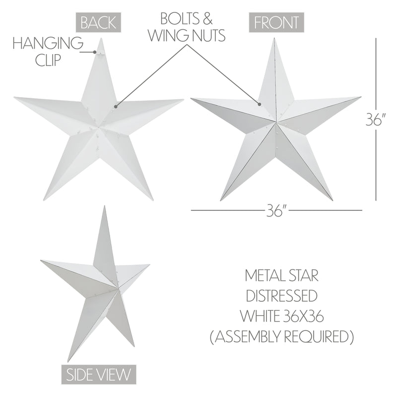 Metal Star Distressed White 36x36