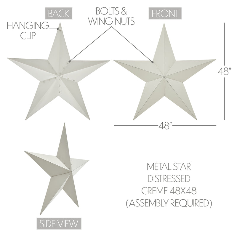 Metal Star Distressed Creme 48x48