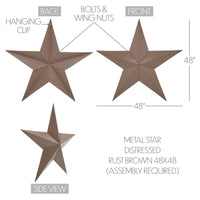 Metal Star Distressed Rust Brown 48x48