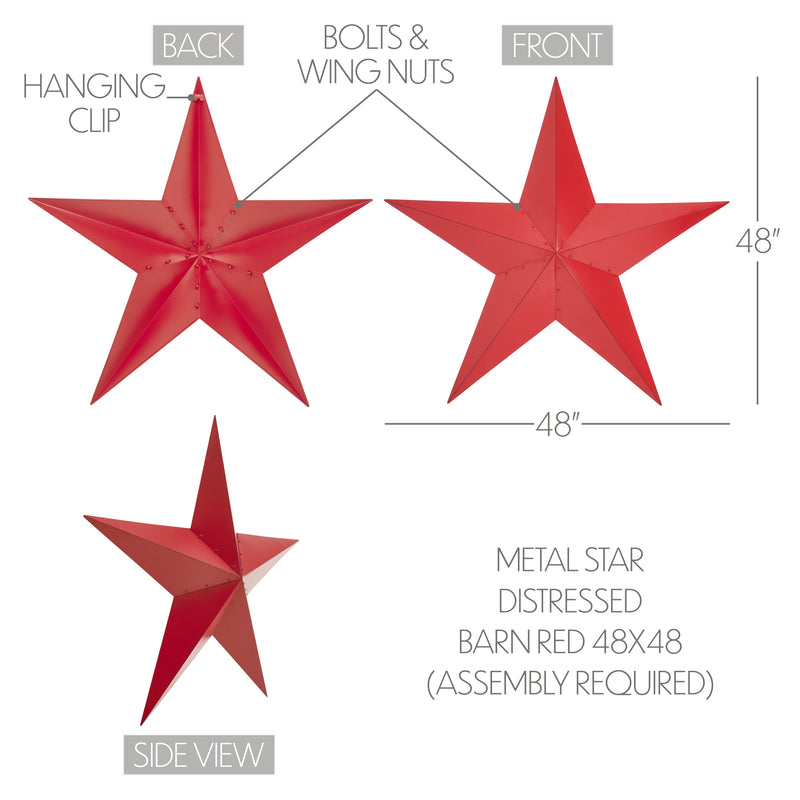 Metal Star Distressed Barn Red 48x48