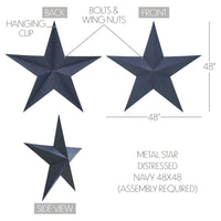 Metal Star Distressed Navy 48x48