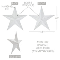 Metal Star Distressed White 48x48