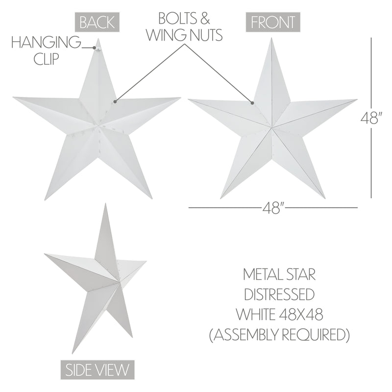 Metal Star Distressed White 48x48