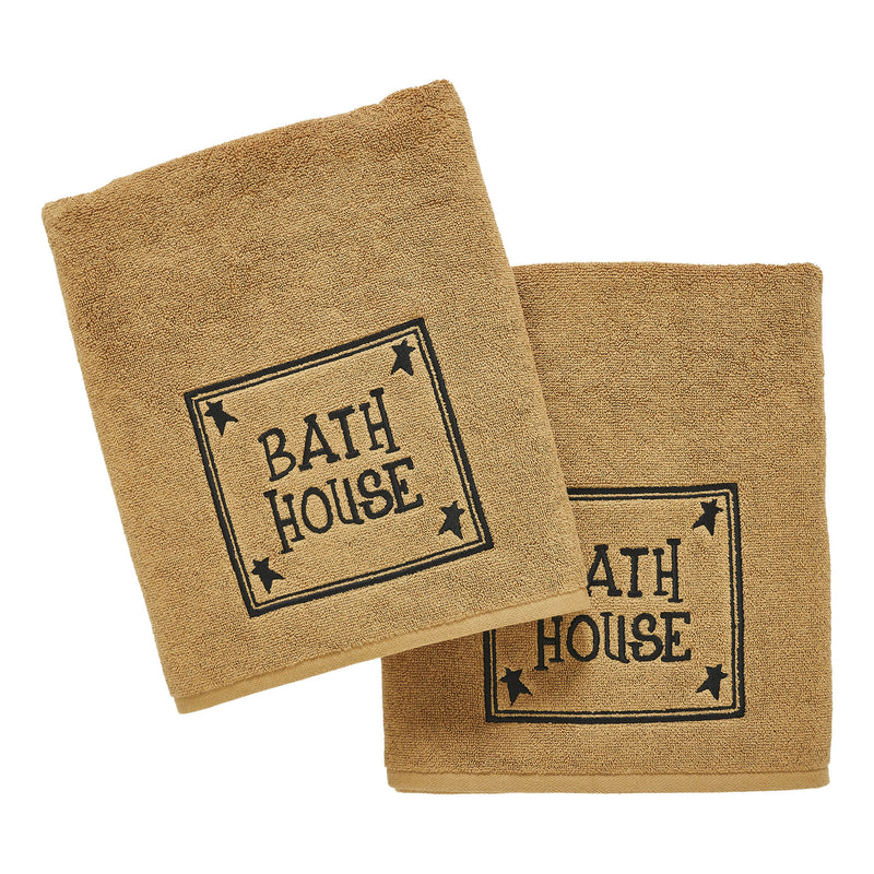 Bath House Prim Stars Tan Bath Towel Set of 2 27x54