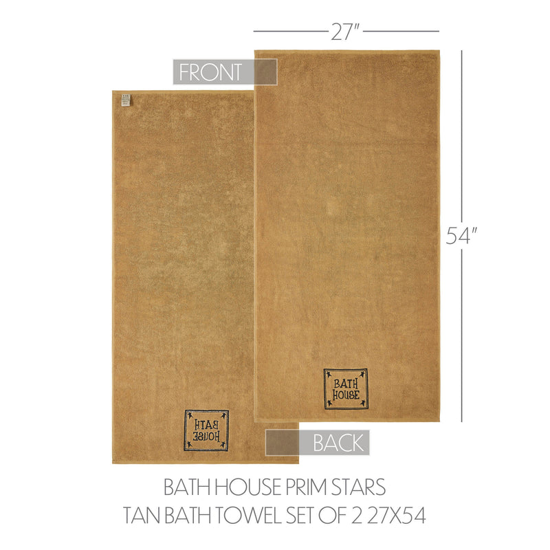 Bath House Prim Stars Tan Bath Towel Set of 2 27x54