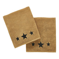 Black Stars Tan Bath Towel Set of 2 27x54