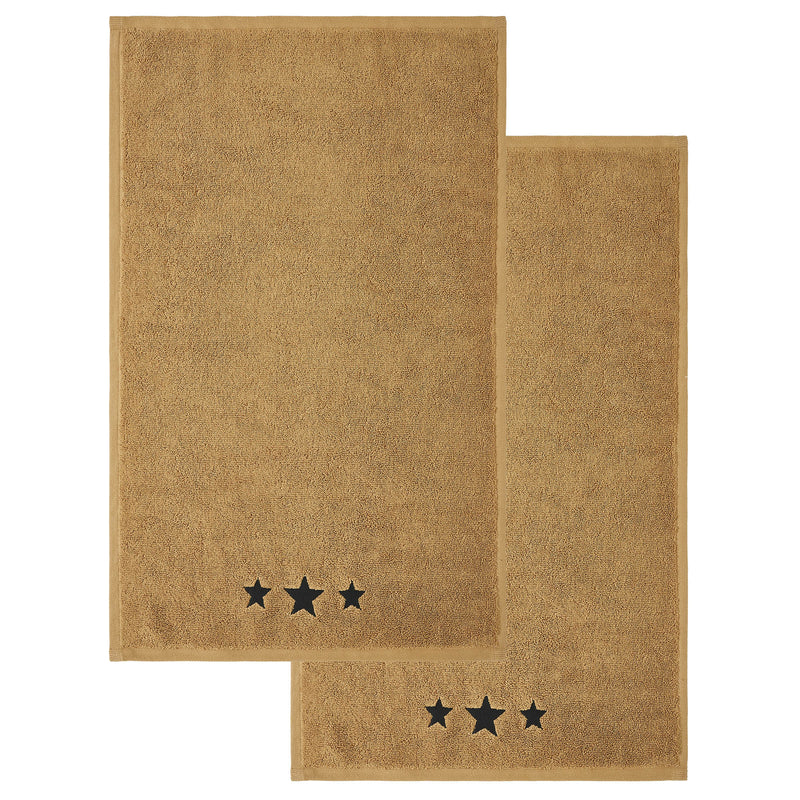 Black Stars Tan Hand Towel Set of 2 16x26