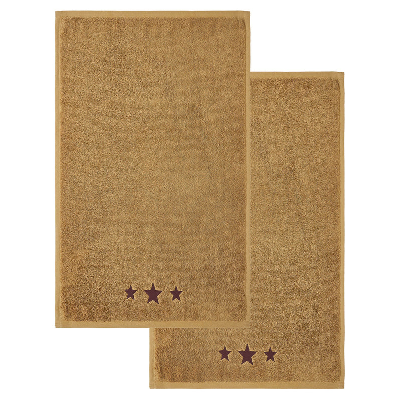 Burgundy Stars Tan Hand Towel Set of 2 16x26