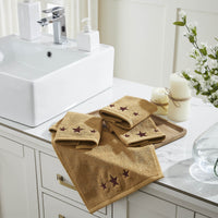 Burgundy Stars Tan Washcloth Set of 4 12x12