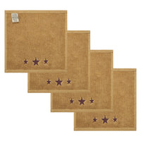 Burgundy Stars Tan Washcloth Set of 4 12x12