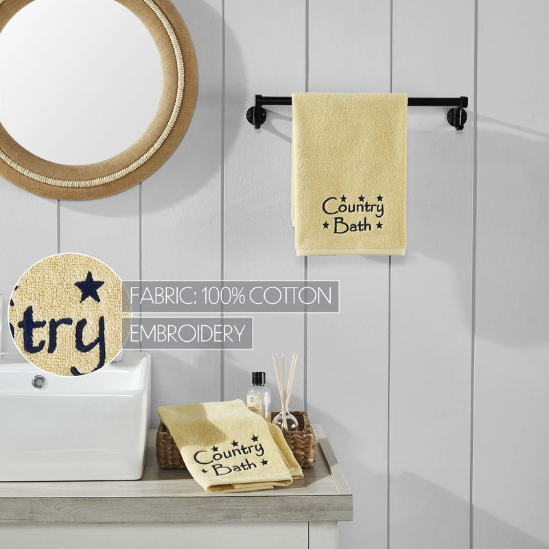 Navy Country Bath Stars Creme Hand Towel Set of 2 16x26