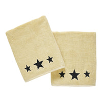 Black Stars Creme Bath Towel Set of 2 27x54