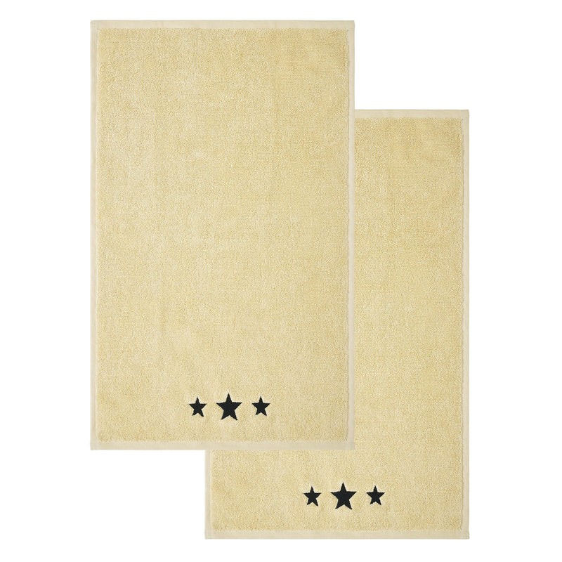 Black Stars Creme Hand Towel Set of 2 16x26