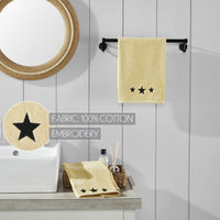 Black Stars Creme Hand Towel Set of 2 16x26