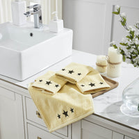 Black Stars Creme Washcloth Set of 4 12x12