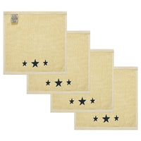 Black Stars Creme Washcloth Set of 4 12x12