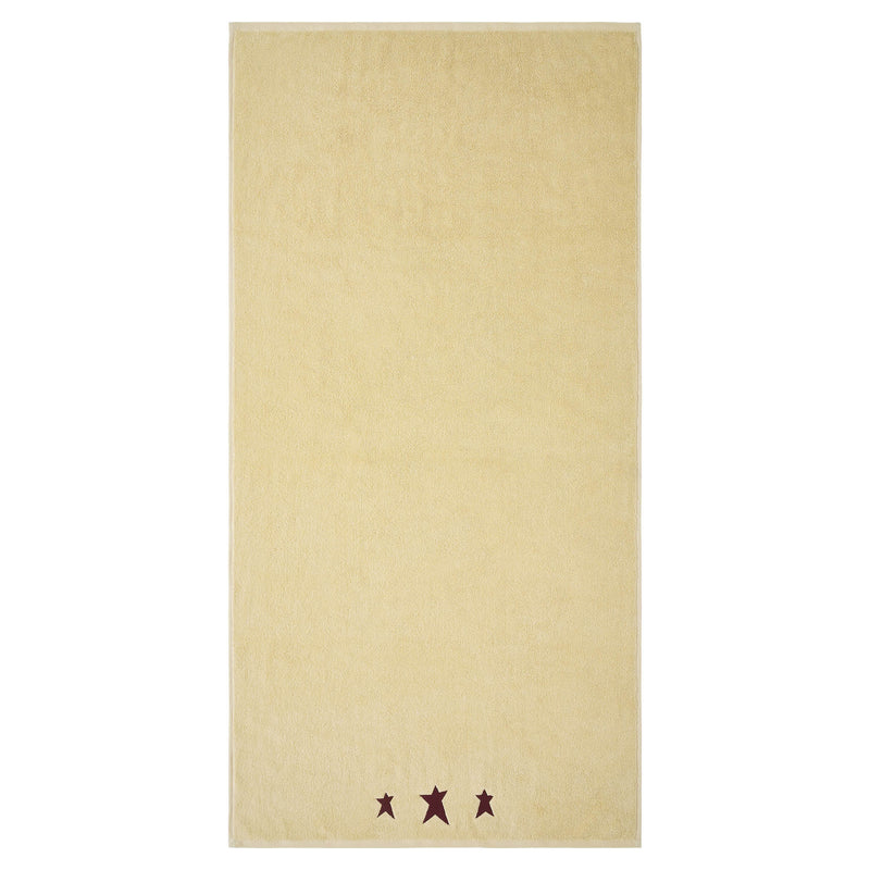 Burgundy Prim Stars Creme Bath Towel Set of 2 27x54