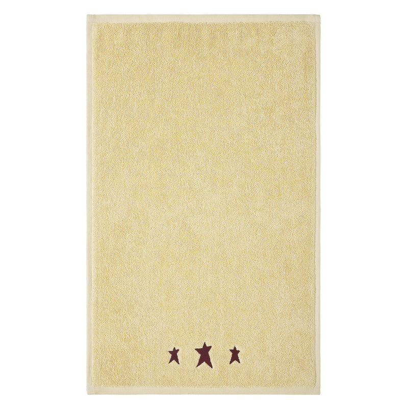 Burgundy Prim Stars Creme Hand Towel Set of 2 16x26