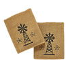 Black Windmill & Stars Tan Bath Towel Set of 2 27x54