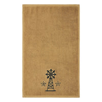 Black Windmill & Stars Tan Hand Towel Set of 2 16x26