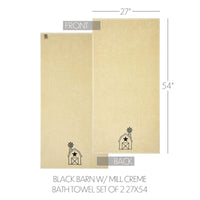 Black Barn w/ Mill Creme Bath Towel Set of 2 27x54