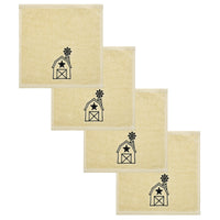 Black Barn w/ Mill Creme Washcloth Set of 4 12x12