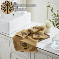 Black Willow Tree Tan Washcloth Set of 4 12x12