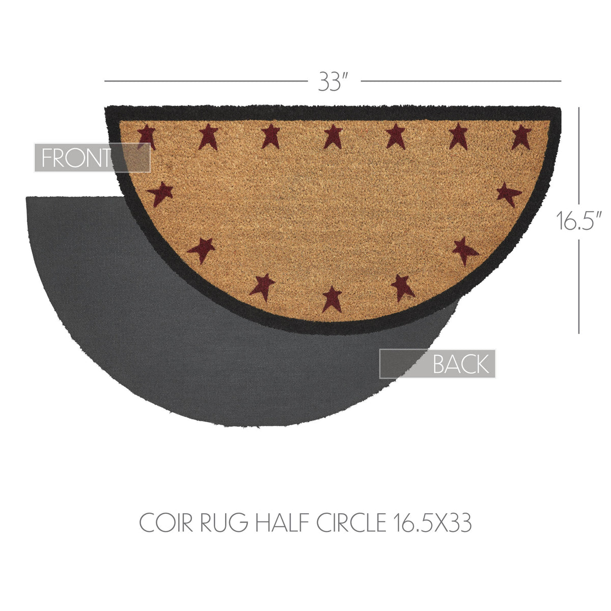 Half Circle Rustic Rugs Connell Coir Rug Half Circle 16.5x33 – Beth's Country Primitive Home Decor