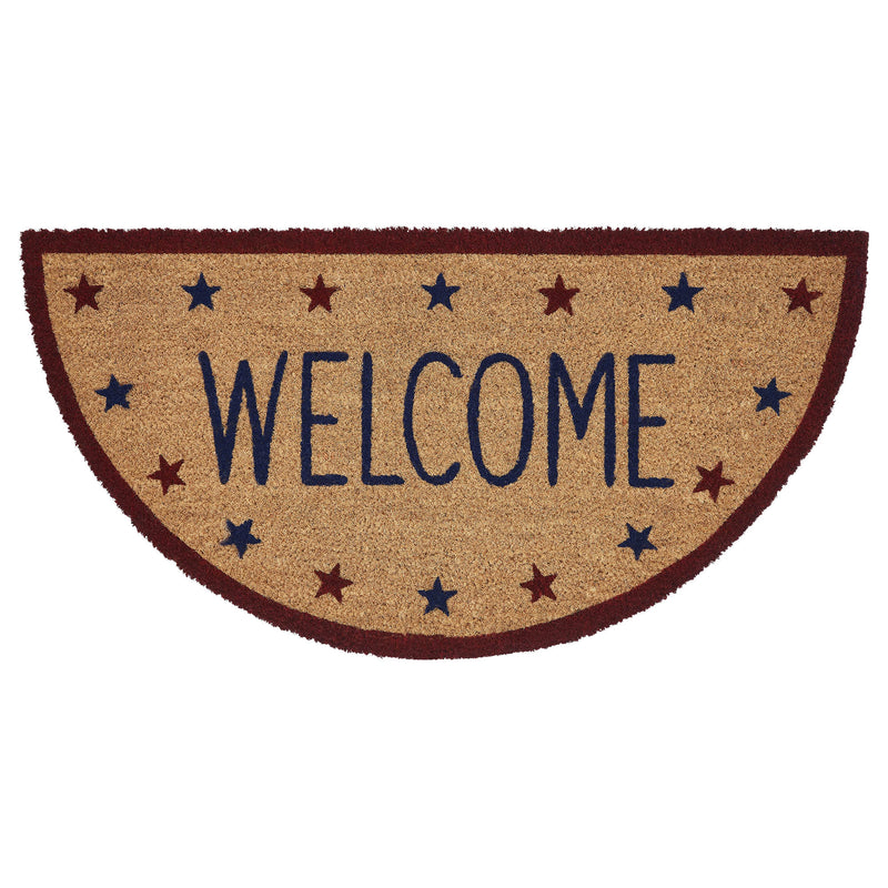 Patriotic Stars Welcome Coir Rug Half Circle 16.5x33 **BACKORDERED UNTIL MARCH 2025**