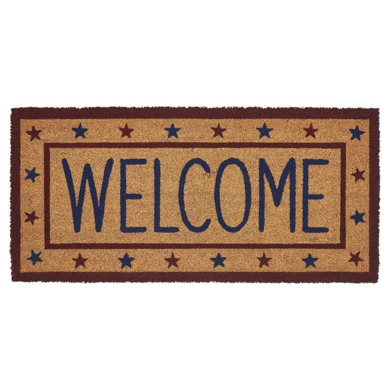 Patriotic Stars Welcome Coir Rug Rect 17x36 **BACKORDERED UNTIL MARCH 2025**