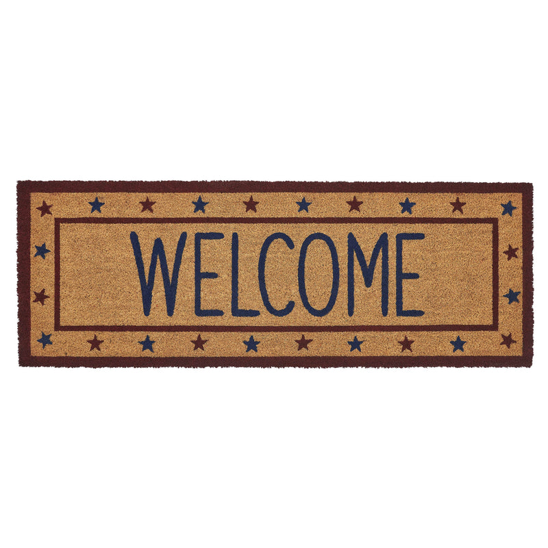 Patriotic Stars Welcome Coir Rug Rect 17x48 **BACKORDERED UNTIL MARCH 2025**