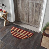 Patriotic Stripes Coir Welcome Rug Half Circle 16.5x33 **BACKORDERED UNTIL MARCH 2025**