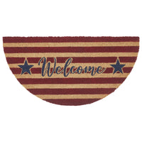 Patriotic Stripes Coir Welcome Rug Half Circle 16.5x33 **BACKORDERED UNTIL MARCH 2025**