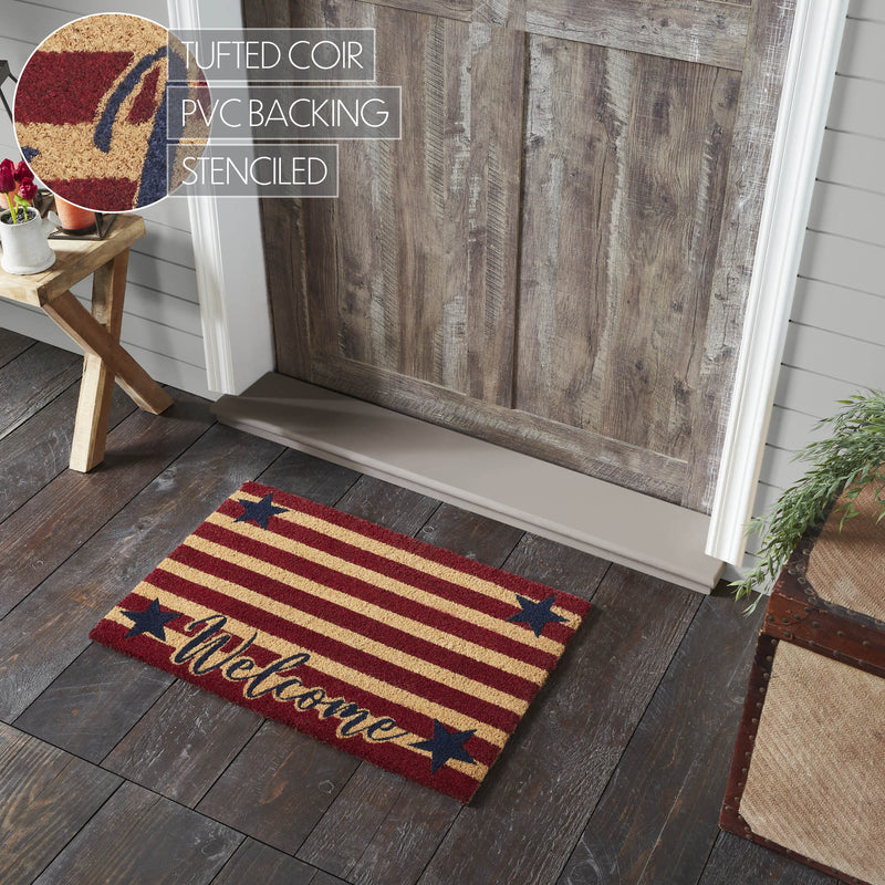 Patriotic Stripes Coir Welcome Rug Rect 20x30 **BACKORDERED UNTIL MARCH 2025**