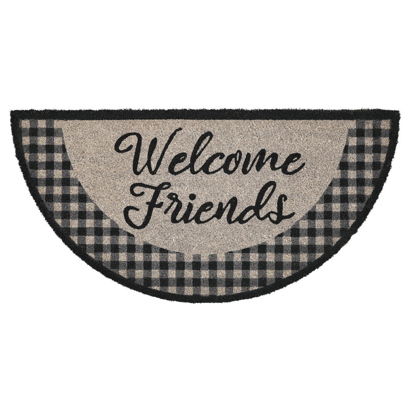 Finders Keepers Welcome Friends Coir Rug Half Circle 16.5x33 **BACKORDERED UNTIL MARCH 2025**